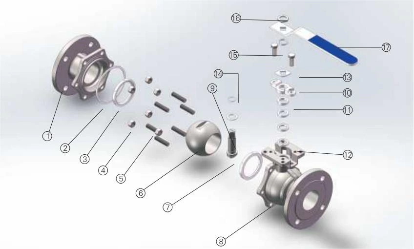Válvula de bola con brida de acero fundido DIN